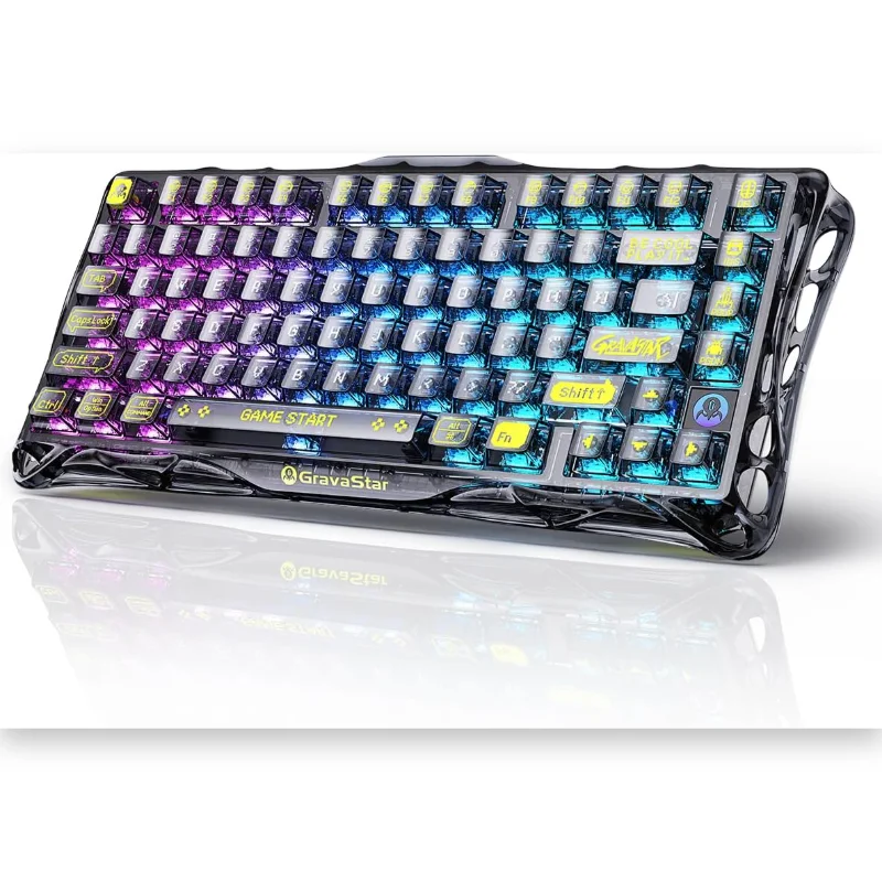 GravaStar Mercury K1 Lite 75% Wireless Mechanical Gaming Keyboard - Transparent Black