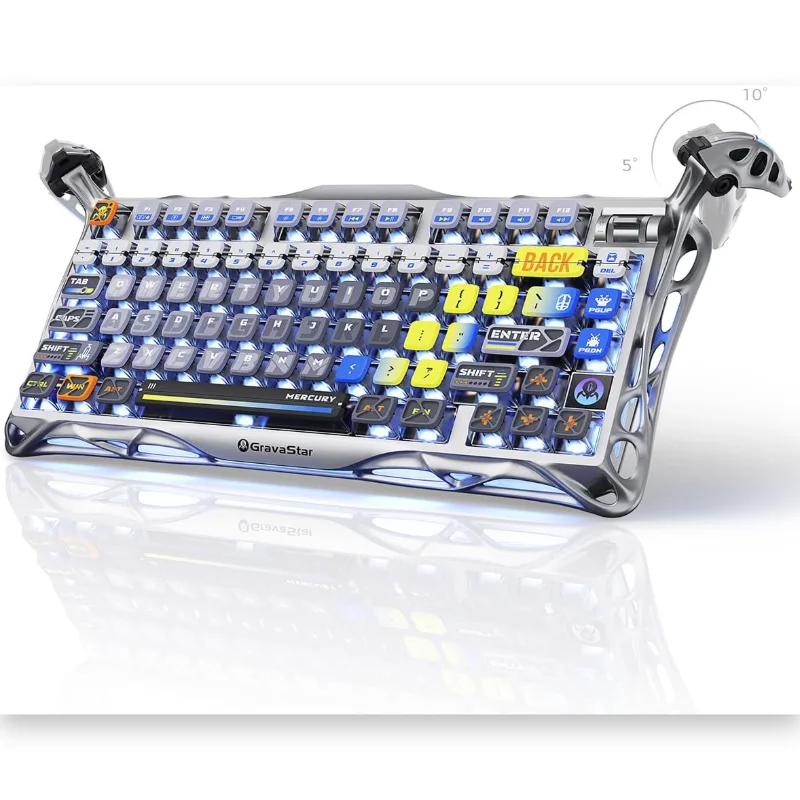 GravaStar Mercury K1 Pro 75% Wireless Mechanical Gaming Keyboard - Interstellar Silver