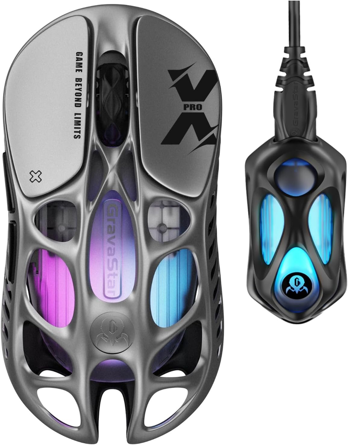GravaStar Mercury XPro Wireless Gaming Mouse + 8K Dongle - Interstellar Silver
