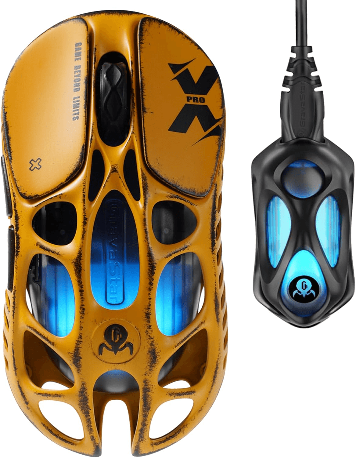 GravaStar Mercury XPro Wireless Gaming Mouse + 8K Dongle Special Edition - Battle-Worn Yellow