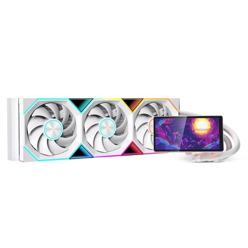 JUNGLE LEOPARD Pro Flow 360 5.5" Rotating Display Liquid Cooler White