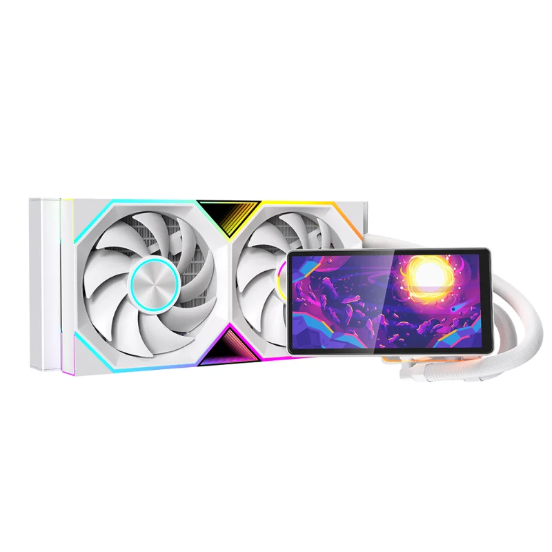 JUNGLE LEOPARD Pro Flow 360 5.5" Rotating Display Liquid Cooler White