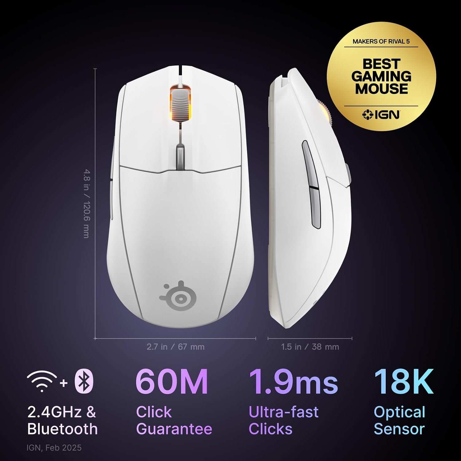STEELSERIES Rival 3 Gen 2 White Mouse 62516