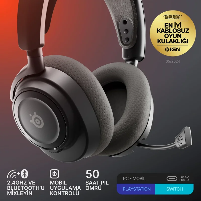 SteelSeries Arctis Nova 7 Wireless Multi-Platform Gaming Headset – Black | 61730