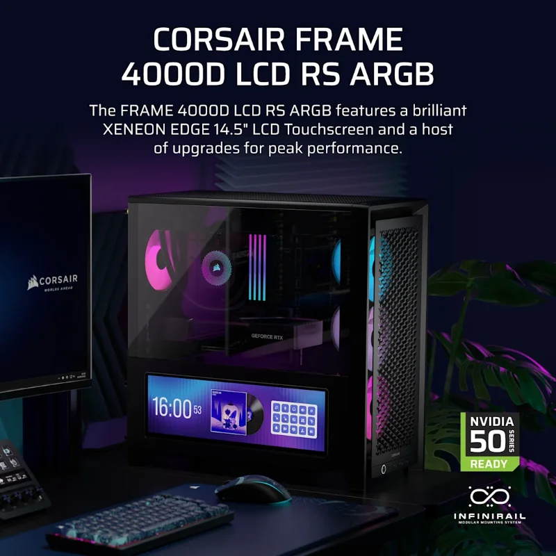 CORSAIR FRAME 4000D LCD RS ARGB Premium Mid-Tower ATX Case – Black | CC-9011326-WW