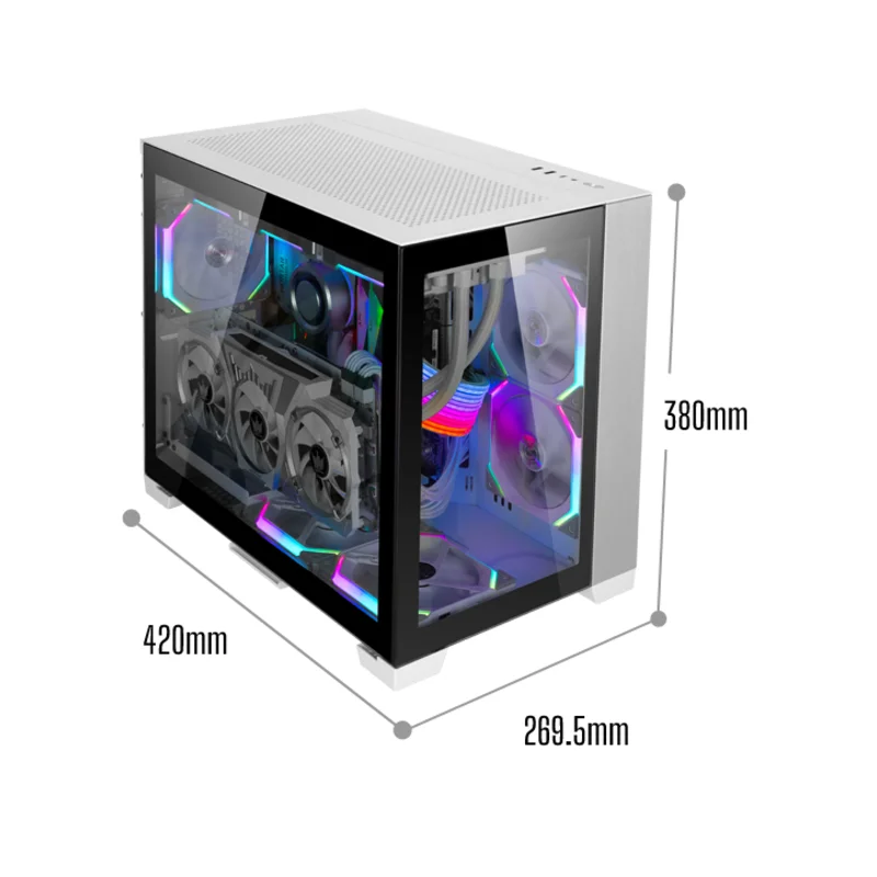 LIAN LI O11 Dynamic Mini Dual-Chamber Case – White | O11DMINI-W