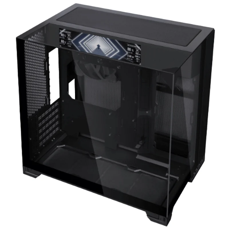 LIAN LI O11 VISION-M Digital Dual-Chamber Micro-ATX Case with 9.2" LCD – Black | O11VMDX
