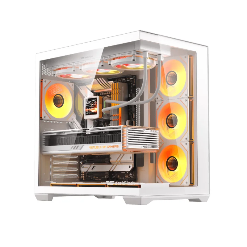 DARKFLASH C280 White Case + 7 ARGB Fans
