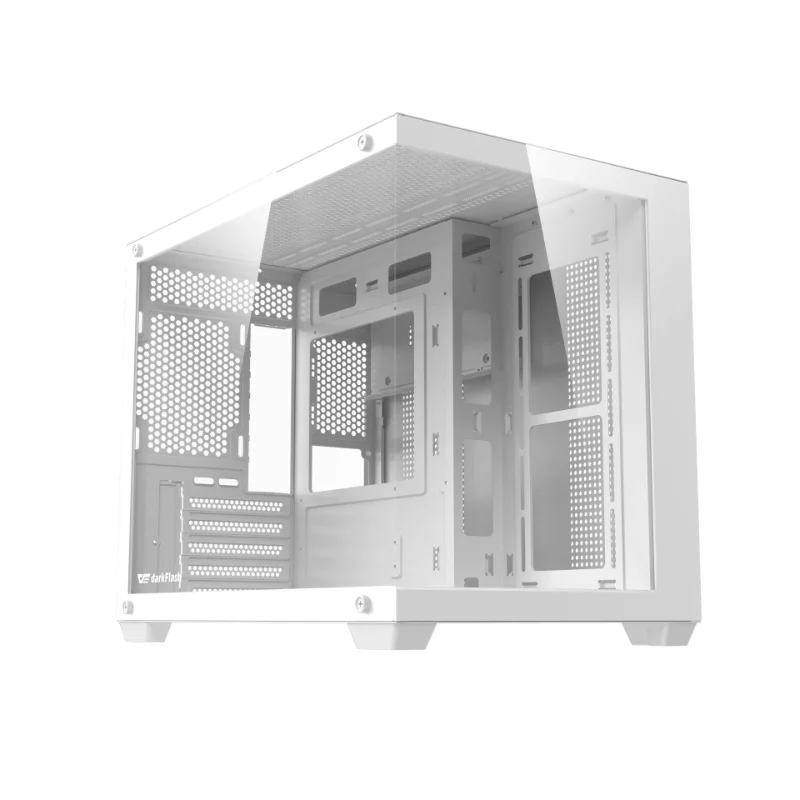 darkFlash B275 Pro Panoramic Micro-ATX Gaming Case with 6 Infinity ARGB Fans & 650W PSU – White