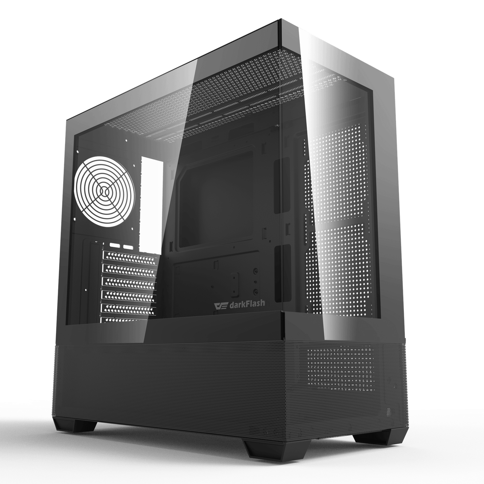 darkFlash DS900 Air 270° Panoramic ATX Gaming Case with 6 Pre-Installed ARGB Fans – Black