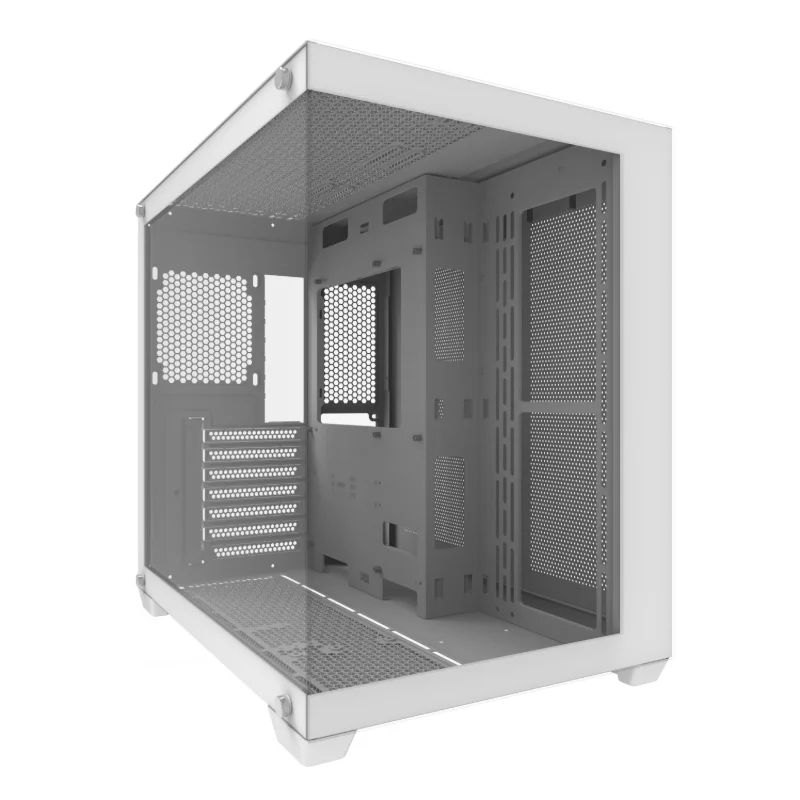 darkFlash C285P V2 Dual-Glass ATX Gaming Case with 7 ARGB Fans – White