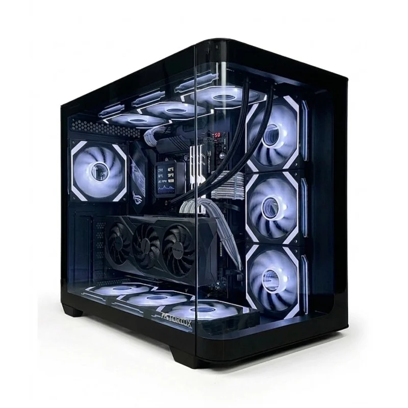TORTOX Curvo ATX Gaming Case with 7 ARGB PWM Fans – Black