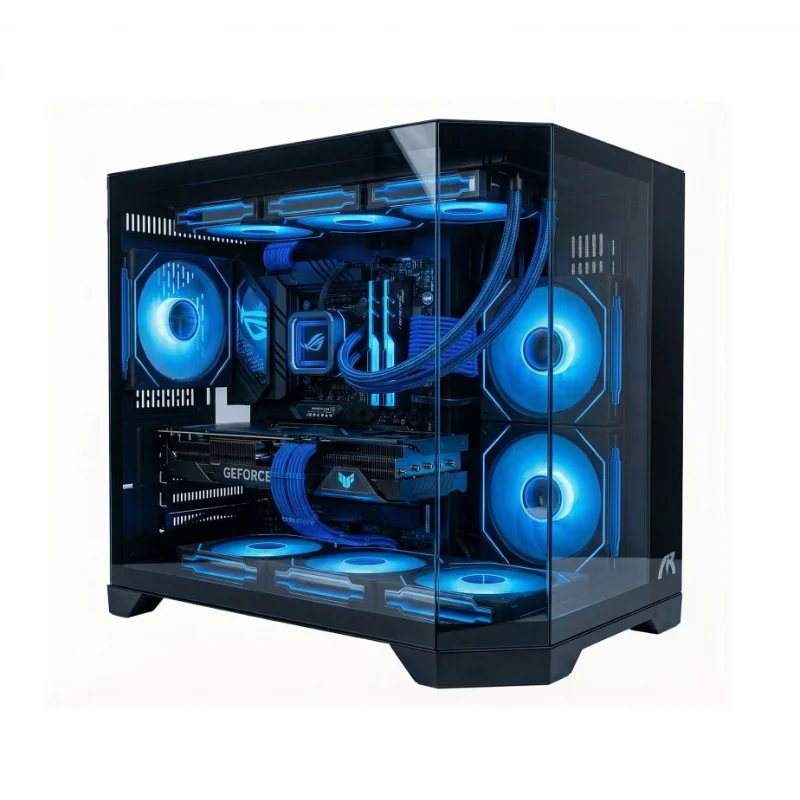 TORTOX Prism Neo Triple-Glass M-ATX Gaming Case with 6 ARGB Fans – White