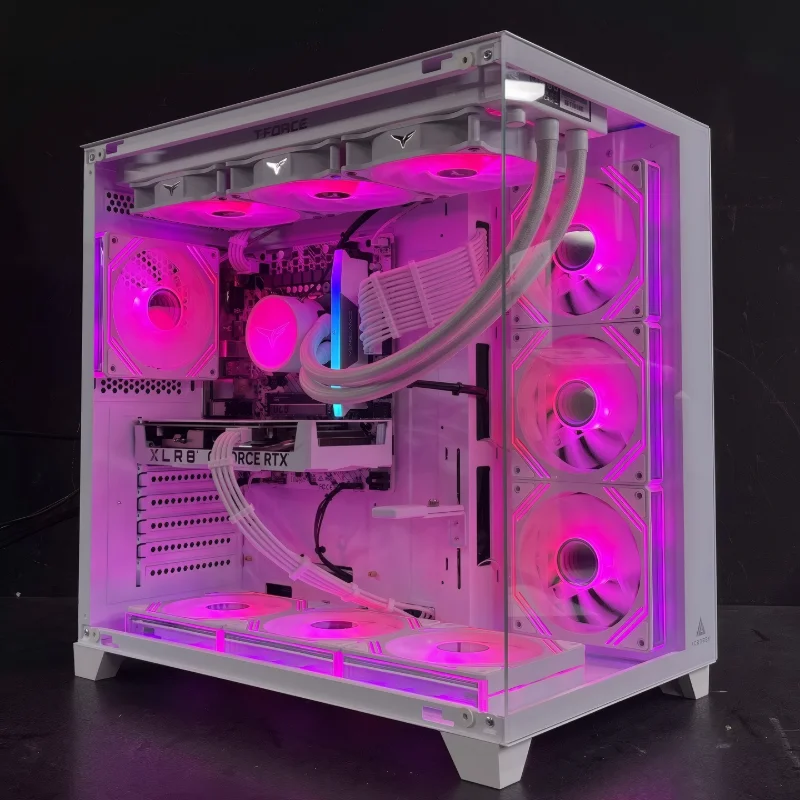 ACEGEEK Mercury R425X RGB Panoramic ATX Gaming Case with 7 ARGB Fans – White