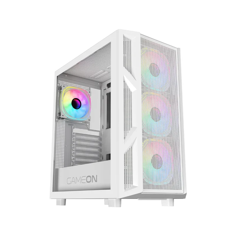GAMEON Trident IV-A POWERFORGE ATX Gaming Case with 4 ARGB PWM Fans and 750W Bronze PSU – White