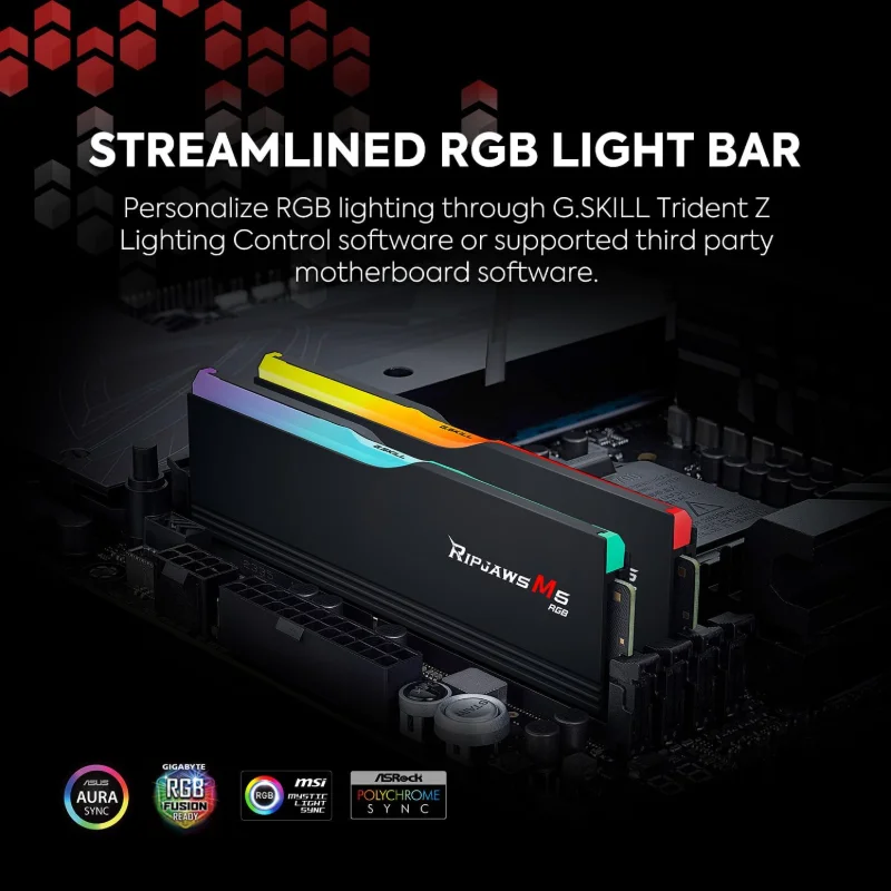 G.SKILL Ripjaws M5 RGB 64GB (2x32GB) DDR5 5600MHz CL46 Black | F5-5600J4645A32GX2-RM5RK