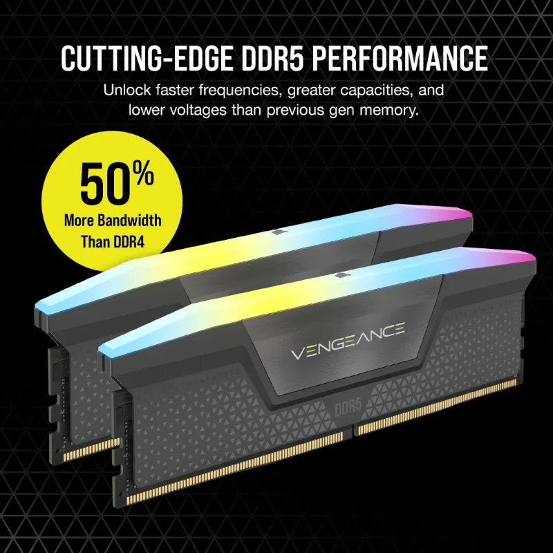 CORSAIR VENGEANCE RGB 32GB (2x16GB) DDR5 6000MHz CL30 – Grey | CMH32GX5M2B6000Z30K